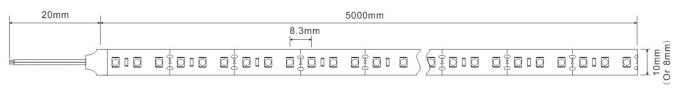 उच्च R9 मान CRI 90 3528 फ्लेक्सिबल LED स्ट्रिप लाइट 10mm FPC 120LEDs / m SDCM 0