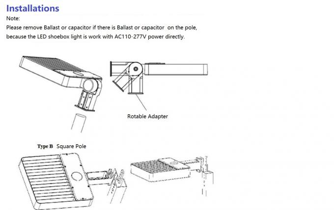 240w 320w एलईडी शूबॉक्स लाइट्स डायरेक्ट आर्म माउंट 3 स्टेज डिमिंग फंक्शन वैकल्पिक: 3
