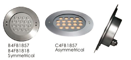 C4FB1857 C4FB1818 RGB Dimmable Recessed अंडरवाटर LED लाइट्स SUS316 स्टेनलेस स्टील एंटी करप्शन से बनी हैं 1