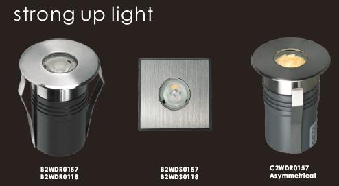 स्ट्रॉन्ग अप लाइट के साथ 1 * 2W स्मॉल स्क्वायर Recessed LED इनग्राउंड स्पॉट लाइट्स 1