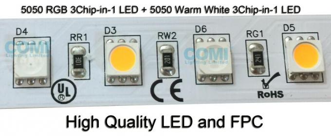24V RGB + वार्म व्हाइट फ्लेक्सिबल एलईडी स्ट्रिप लाइट्स 72 LED / M OEM / ODM स्वीकार्य 1
