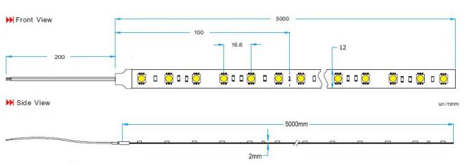 क्लास ए फ्लेक्सिबल एलईडी स्ट्रिप लाइट्स इन पेल येलो 3500 - 4000K CRI 80 14.4W / M 0