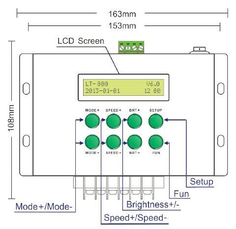 एलसीडी स्क्रीन डीएमएक्स मास्टर नियंत्रक, 580 रंग परिवर्तन मोड के साथ एलईडी नियंत्रक 1