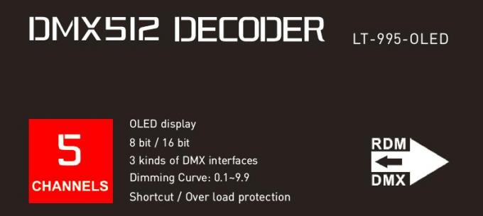 6 ए * 5 चैनल एलईडी लाइट्स के लिए डीएमएक्स डिकोडर का नेतृत्व किया 16 बिट / 8 बिट संकल्प वैकल्पिक 1