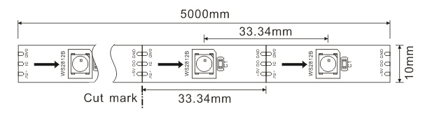 5VDC WS2812B डिजिटल एलईडी स्ट्रिप लाइट्स एड्रेसेबल 30 पिक्सल / एम और 30 एलईडी / एम 0