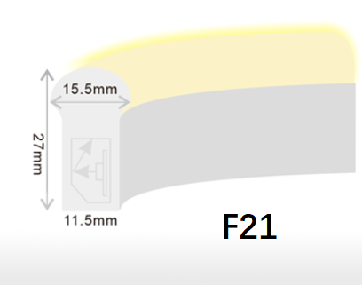 फ्लेक्स नियॉन एलईडी पट्टी F15 SPI 24VDC 12W / मीटर यूवी प्रतिरोधी पीवीसी मोल्ड इंजेक्शन के साथ 1